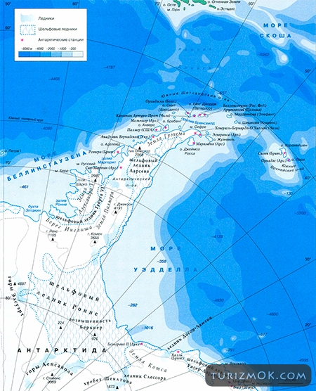 Антарктический полуостров на карте